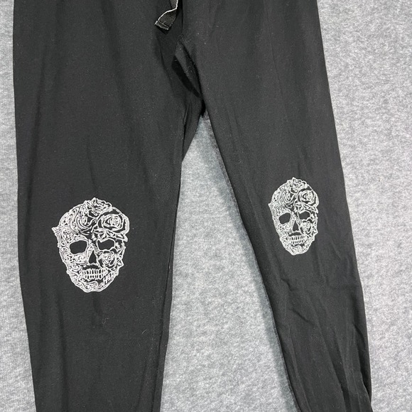 Harley Davidson Skull Rose Black Jogger Pants Women's Medium Cotton - Picture 2 of 7